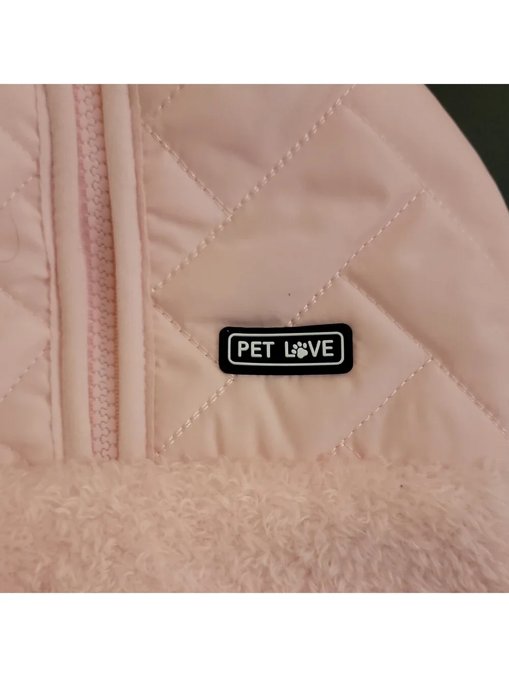 PET LOVE Pink Dog Vest Coat Quilted Puffer Faux Fur Fleece  Jacket Size XS 281
